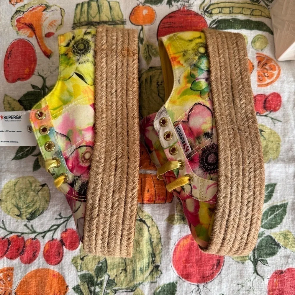 Superga NWT floral platform espadrille shoes size 36